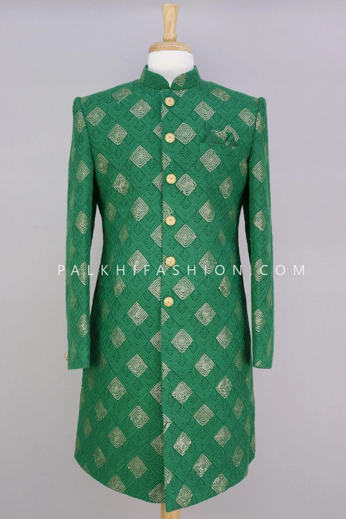 Green Lakhnavi Work Indo-Western For Wedding-Palkhi Fashion 4 Green Lakhnavi Work Indo-Western For Wedding-Palkhi Fashion - Image 2