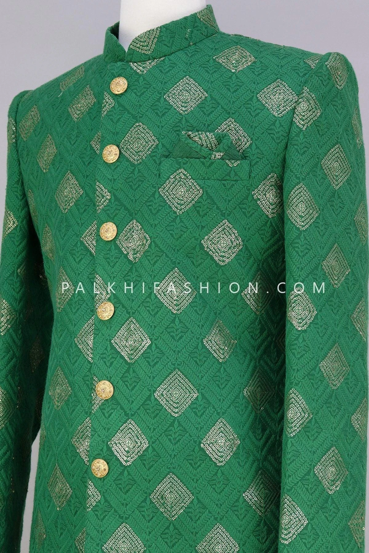 Green Lakhnavi Work Indo-Western For Wedding-Palkhi Fashion 5 Green Lakhnavi Work Indo-Western For Wedding-Palkhi Fashion - Image 3