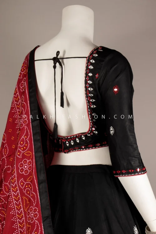Kutch Combo: Ajrakh & Bandhani Black Navratri Chaniya Choli - Palkhi Fashion -Indian Wear Shop kutch combo ajrakh bandhani black navratri chaniya choli palkhi fashion 428661 scaled