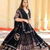Luxurious Handcrafted Black Navratri Lehenga With Ajarakh Work -Indian Wear Shop luxurious handcrafted black navratri lehenga with ajarakh work 209495