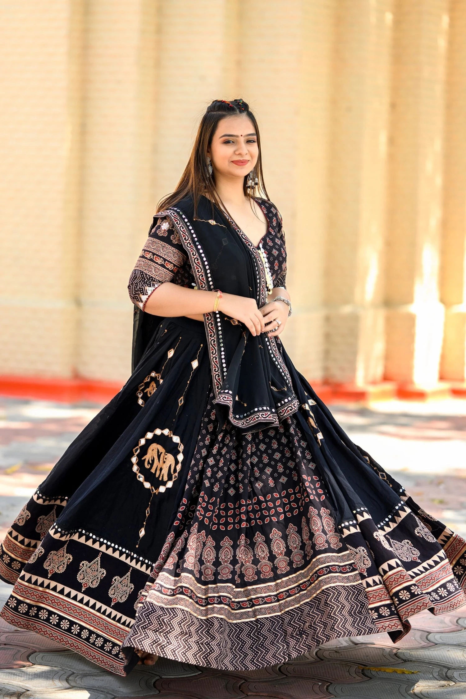 Luxurious Handcrafted Black Navratri Lehenga With Ajarakh Work 3 Luxurious Handcrafted Black Navratri Lehenga With Ajarakh Work