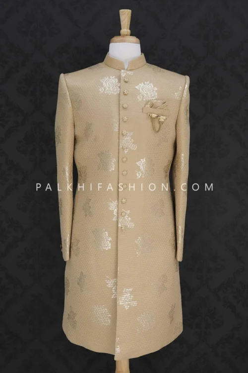 Modern Look Beige Silk Indo-Western-Palkhi Fashion -Indian Wear Shop modern look beige silk indo western palkhi fashion 201965
