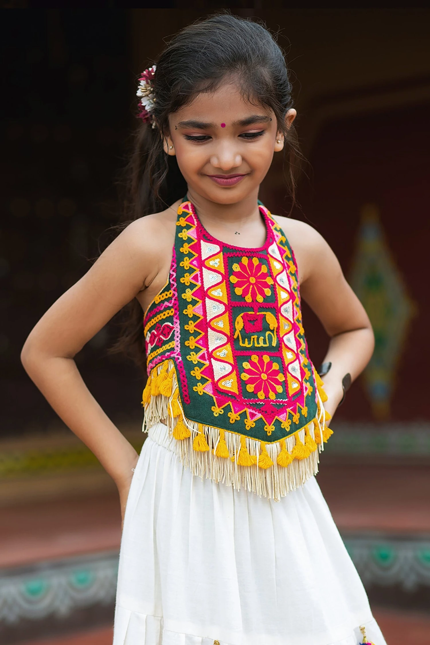 Multicolor Cotton Girls Chaniya Choli With Traditional Embroidery – Palkhi Fashion 5 Multicolor Cotton Girls Chaniya Choli With Traditional Embroidery – Palkhi Fashion - Image 3