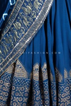 Premium Blue Navratri Chaniya Choli With Stunning Pure Gaji Silk Dupatta -Indian Wear Shop premium blue navratri chaniya choli with stunning pure gaji silk dupatta 384172