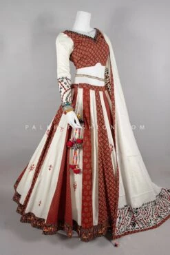 Premium Cotton Silk Chaniya Choli With Ajrakh & Mirror Work – Palkhi Fashion