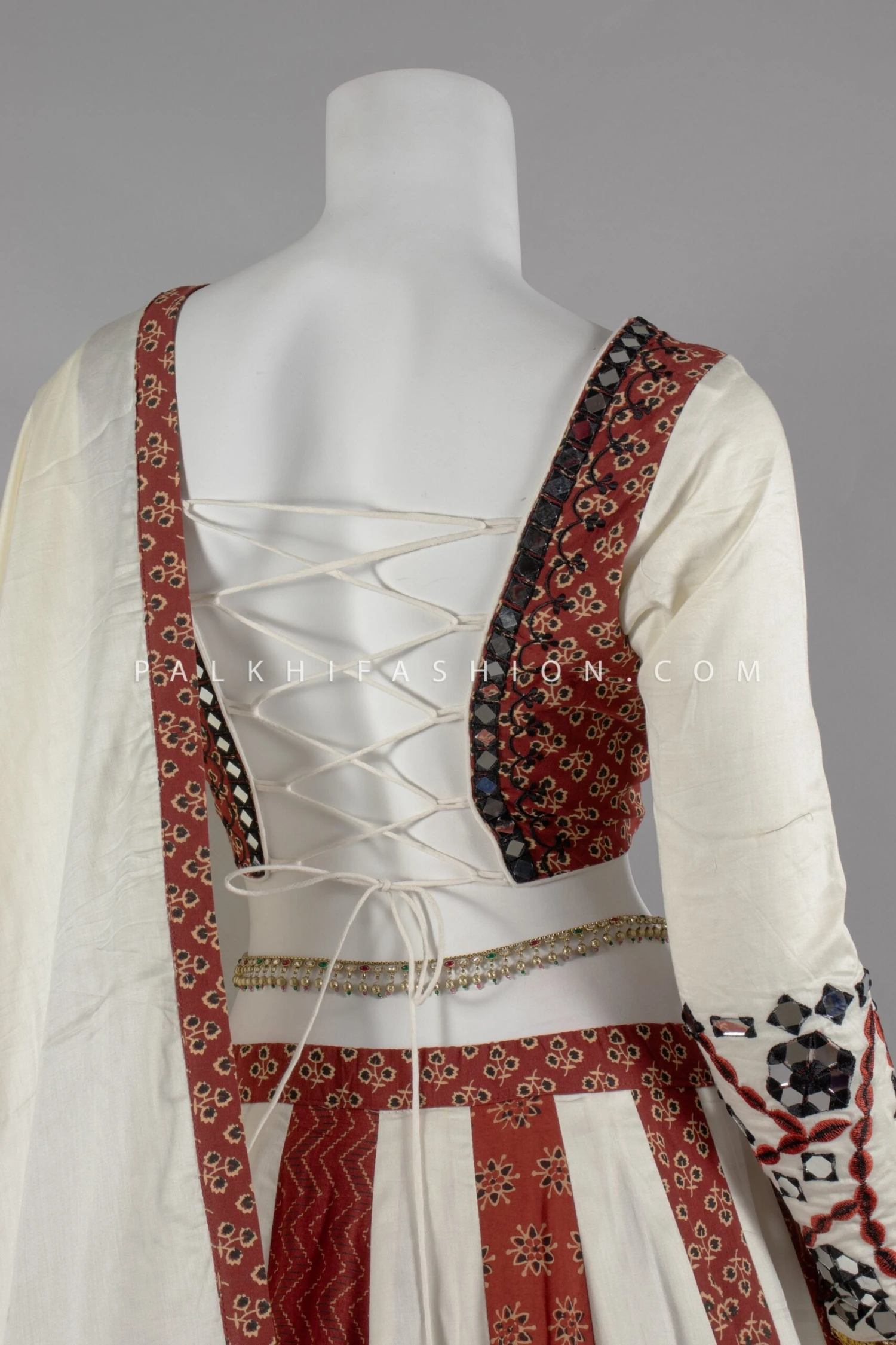 Premium Cotton Silk Chaniya Choli With Ajrakh & Mirror Work – Palkhi Fashion 4 Premium Cotton Silk Chaniya Choli With Ajrakh & Mirror Work – Palkhi Fashion - Image 2