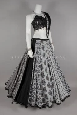 Stylish Black Navratri Chaniya Choli With Jaipur & Ajrakh Prints – Palkhi Fashion