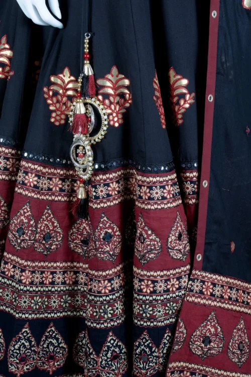 Timeless Black Navratri Chaniya Choli Features Ajarakh & Aari - Palkhi Fashion -Indian Wear Shop timeless black navratri chaniya choli features ajarakh aari palkhi fashion 687626 scaled