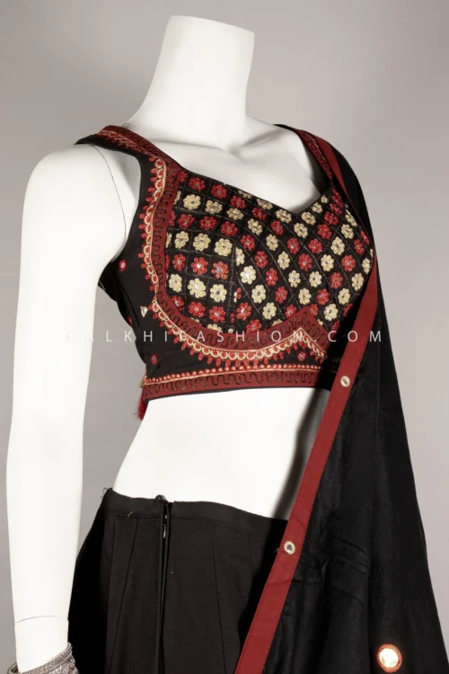 Timeless Black Navratri Chaniya Choli Features Ajarakh & Aari - Palkhi Fashion -Indian Wear Shop timeless black navratri chaniya choli features ajarakh aari palkhi fashion 744080 scaled