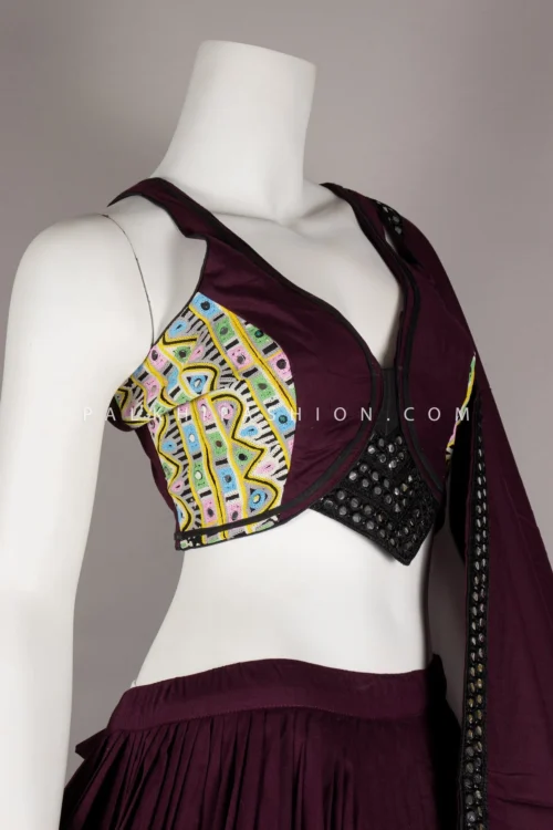 Wine Navratri Chaniya Choli With Mirror & Kasab Work – Palkhi Fashion 7 Wine Navratri Chaniya Choli With Mirror & Kasab Work – Palkhi Fashion -Indian Wear Shop wine navratri chaniya choli with mirror kasab work palkhi fashion 279547 scaled