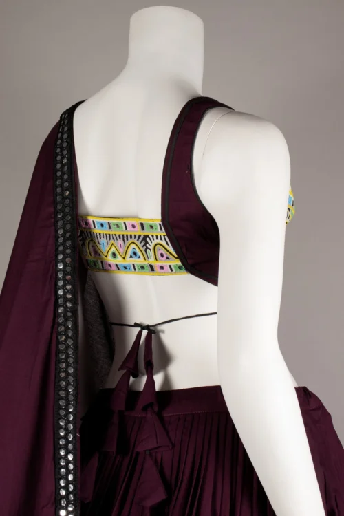 Indian Wear Shop -Indian Wear Shop wine navratri chaniya choli with mirror kasab work palkhi fashion 648403 scaled