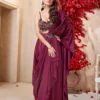 Wine Ready-to-Wear Pre-Pleated Saree With Handcrafted Blouse – Palkhi Fashion -Indian Wear Shop wine ready to wear pre pleated saree with handcrafted blouse palkhi fashion 687080 scaled